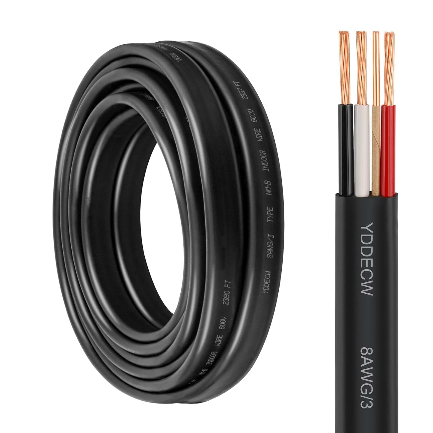 14 Gauge NM-B Wire with Ground - 50FT Pure Copper Indoor Electrical Cable for Outlets & Switches