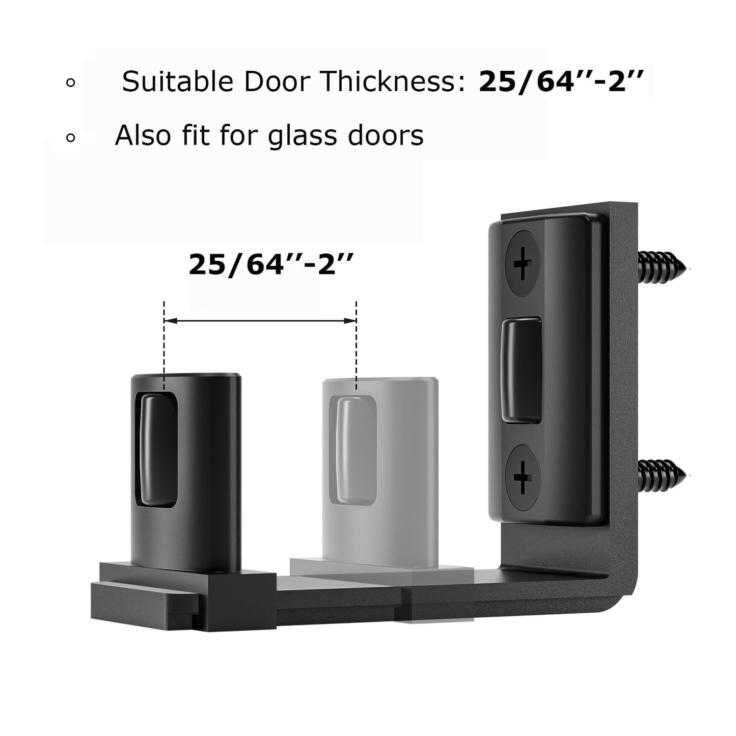 CCJH Sliding Barn Door Floor Guide Adjustable Bottom Double Small Rollers Guide Wall Mounted(Black 1pcs)