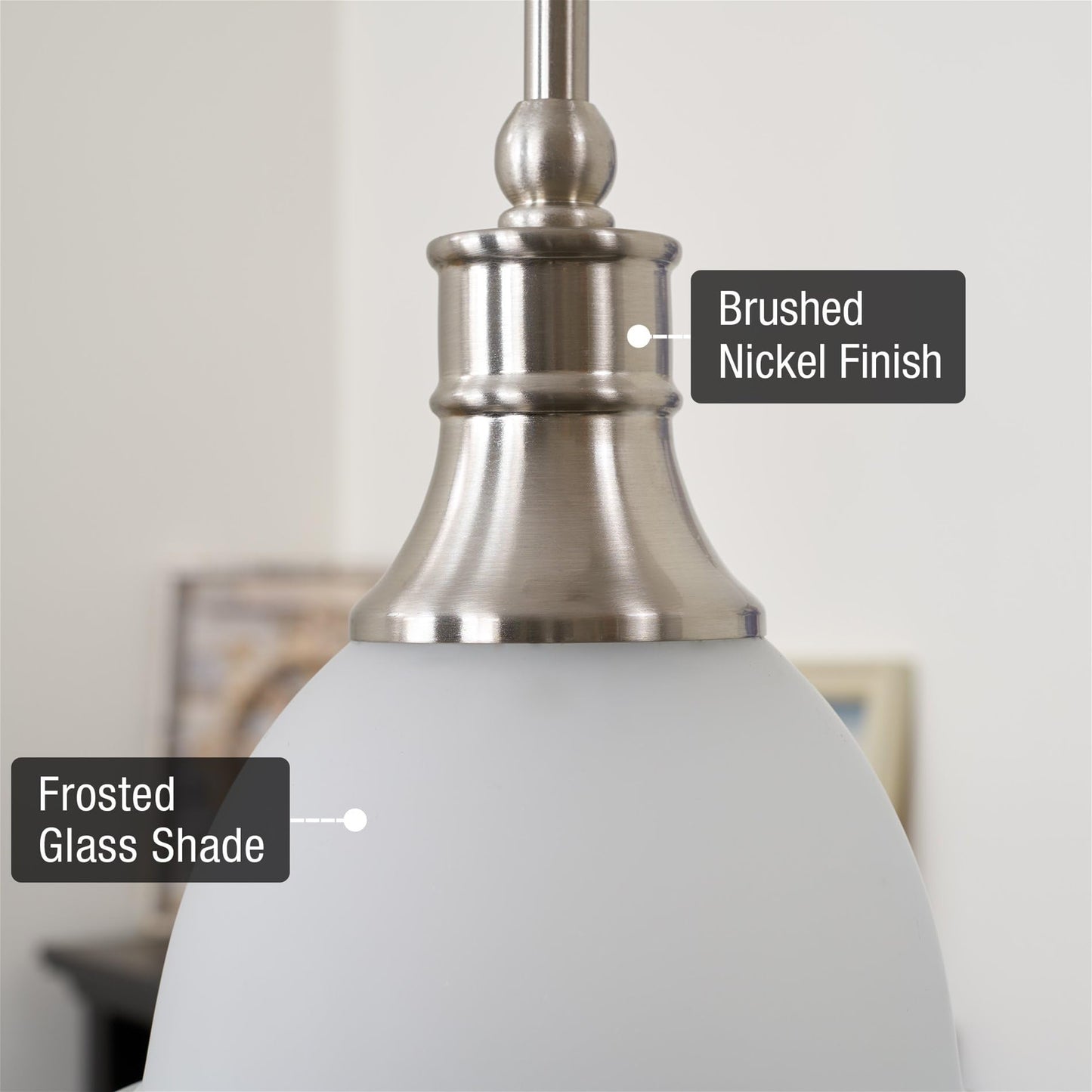 Kira Home Ellie 8" Adjustable Mini Pendant Light w/Frosted Glass Shade & Brushed Nickel Finish