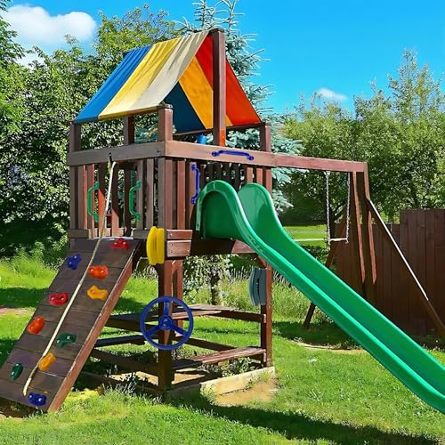 Kids Climbing Holds Set with Handles & Steering Wheel - Indoor & Outdoor Play Equipment