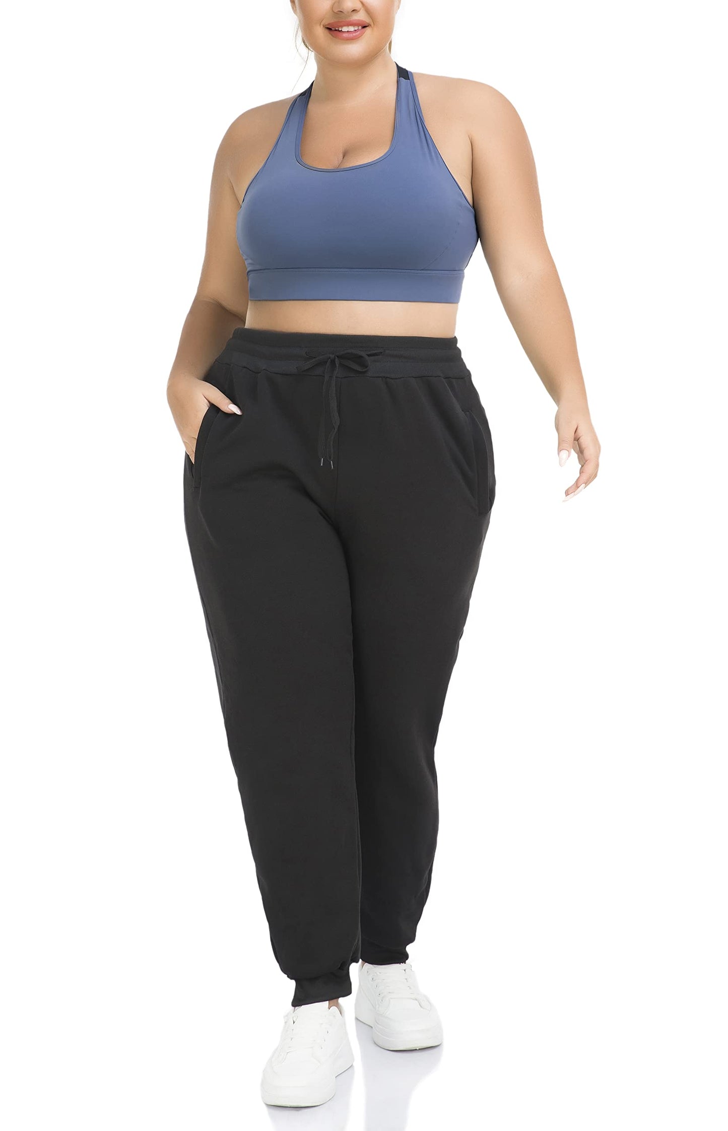 ZERDOCEAN Women's Plus Size Fleece Lined Sweatpants Joggers Pants Casual Active Pants with Pockets Black 3X