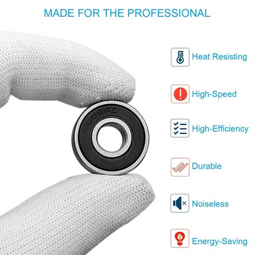 Tonmp 100 PCS 608-2RS Ball Bearings – Double Rubber Sealed Miniature Deep Groove Ball Bearings (8mm x 22mm x 7mm) (608 2RS)