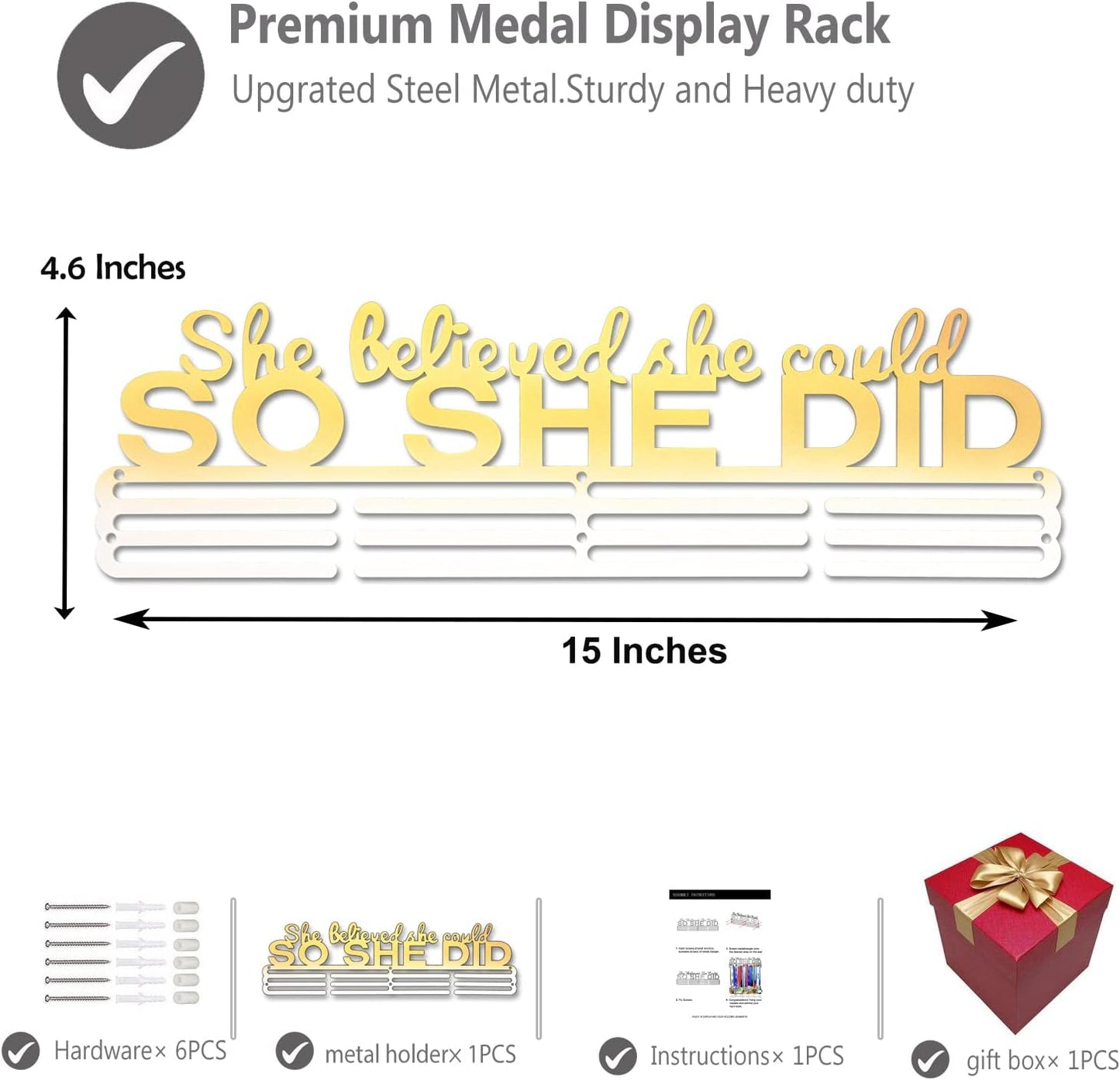 Medal Holder Display Rack - Sturdy Wall Mount for Over 60 Medals | Easy Installation for Gymnastics, Soccer, Softball, Cheer