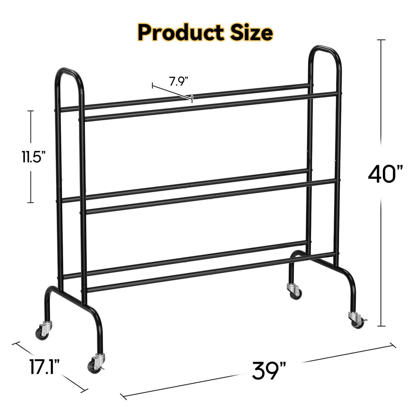 SUFAUY Sports Equipment Organizer, Garage Basketball Rack, Gear & Ball Storage Rack, Outdoor and Indoor Rolling Balls Cart with Wheels