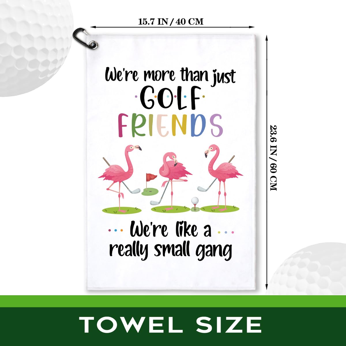 Rofiowa Polyester Cotton Blend Printed Golf Towel, Funny Flamingo Golf Accessory for Men Women, Golf Gift for Fan, Lover Birthday Gift