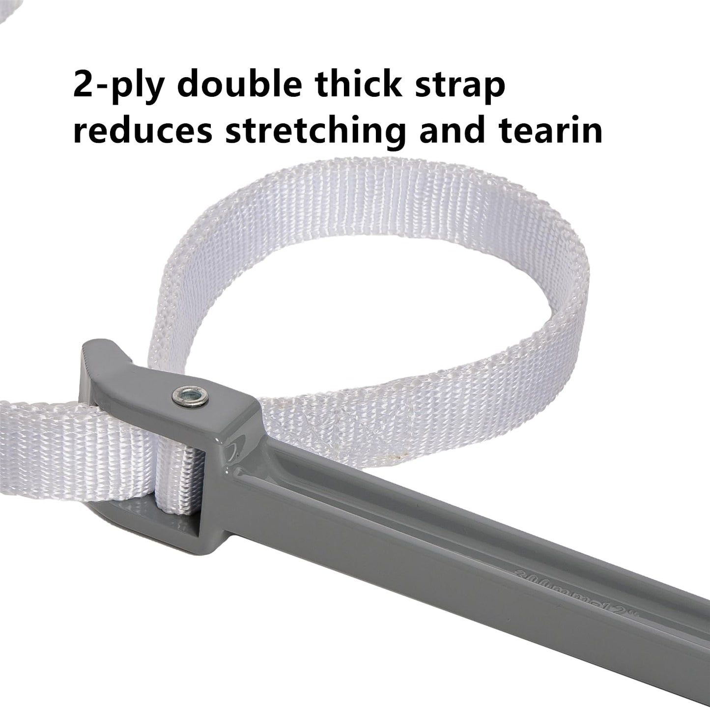 HOMEGOAL 12 Inch Handle Strap Wrench, Adjustable Anti-sliding Pipe Wrench, Oil Filter Strap Wrench, Double Layered Thickened Nylon Strap (Grey)