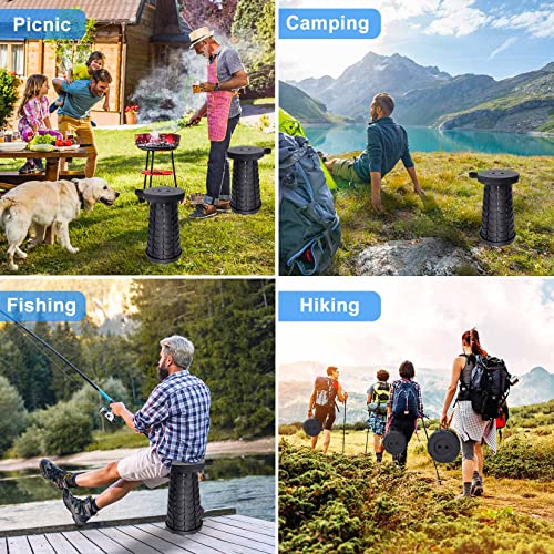 VOLIXOD Black Foldable Telescoping Camping Stool - Portable, Adjustable, 550lbs Capacity