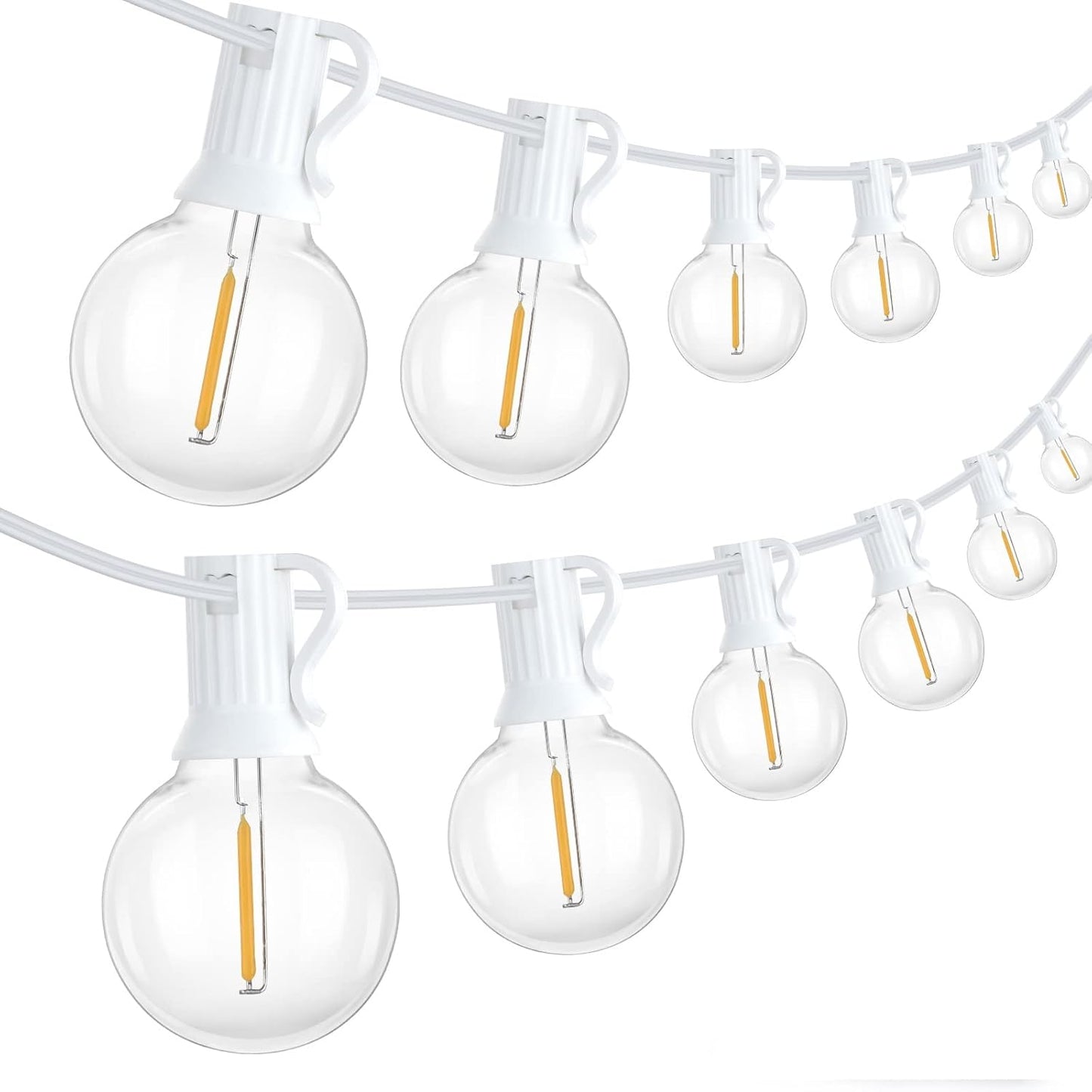 Outdoor String Lights 100FT - G40 Globe Patio Lights with 54 Waterproof LED Bulbs - Black Wire