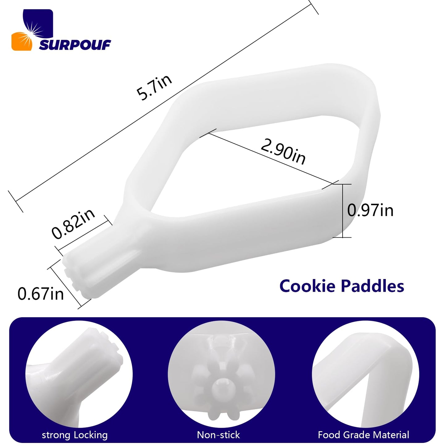 Cookie Paddles Fits for Universal Plus & NutriMill Food Grade Stand Mixers Replacement Parts(2-Pack)