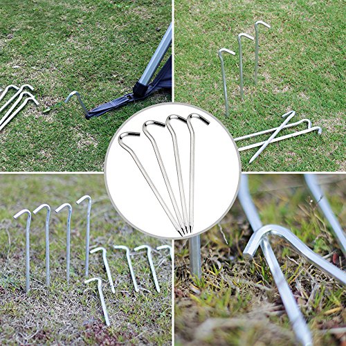 Aluminium Tent Stakes with Hook - 18pcs Silver 7-Inch Hexagon Pegs