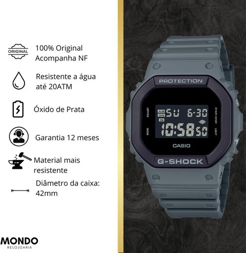 Casio DW5610UU-8 G-Shock Watch | Men's Classic Urban Utility Gray Resin Band Alarm Chronograph