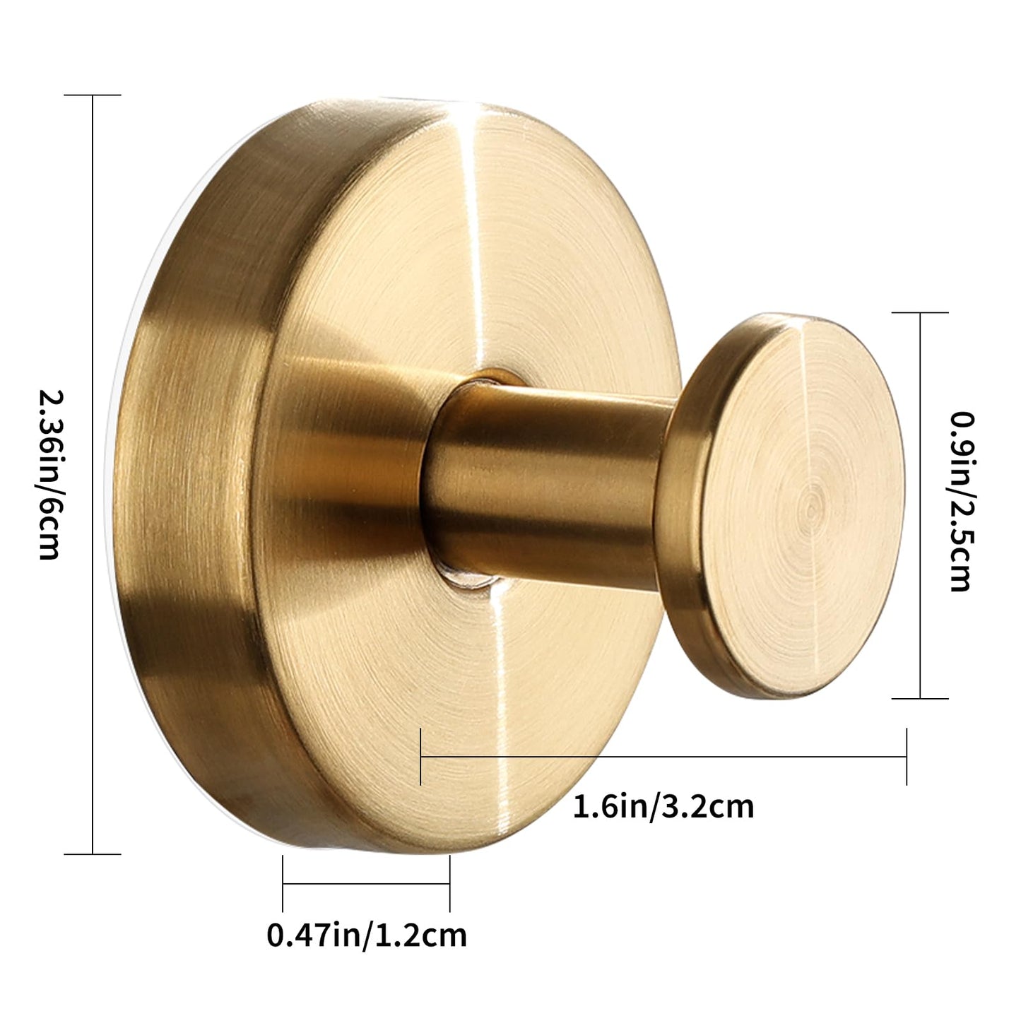 Neknock Suction Cup Hooks for Shower, Towel Hooks for Bathroom Kitchen Glass Mirror Tile, Stainless Steel Suction Hooks for Hanging Towel Coat Loofah Robe up to 15 lbs, 2 Pack (Gold)