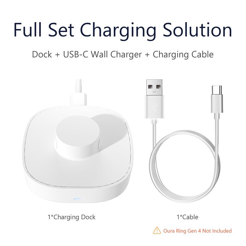 Charger for Oura Ring Gen4 (Size 10) - Fast Charging Dock with USB-C Wall Charger & 3FT Cable, Quick Charge Replacement Base Compatible with Oura Ring Gen 4 - White