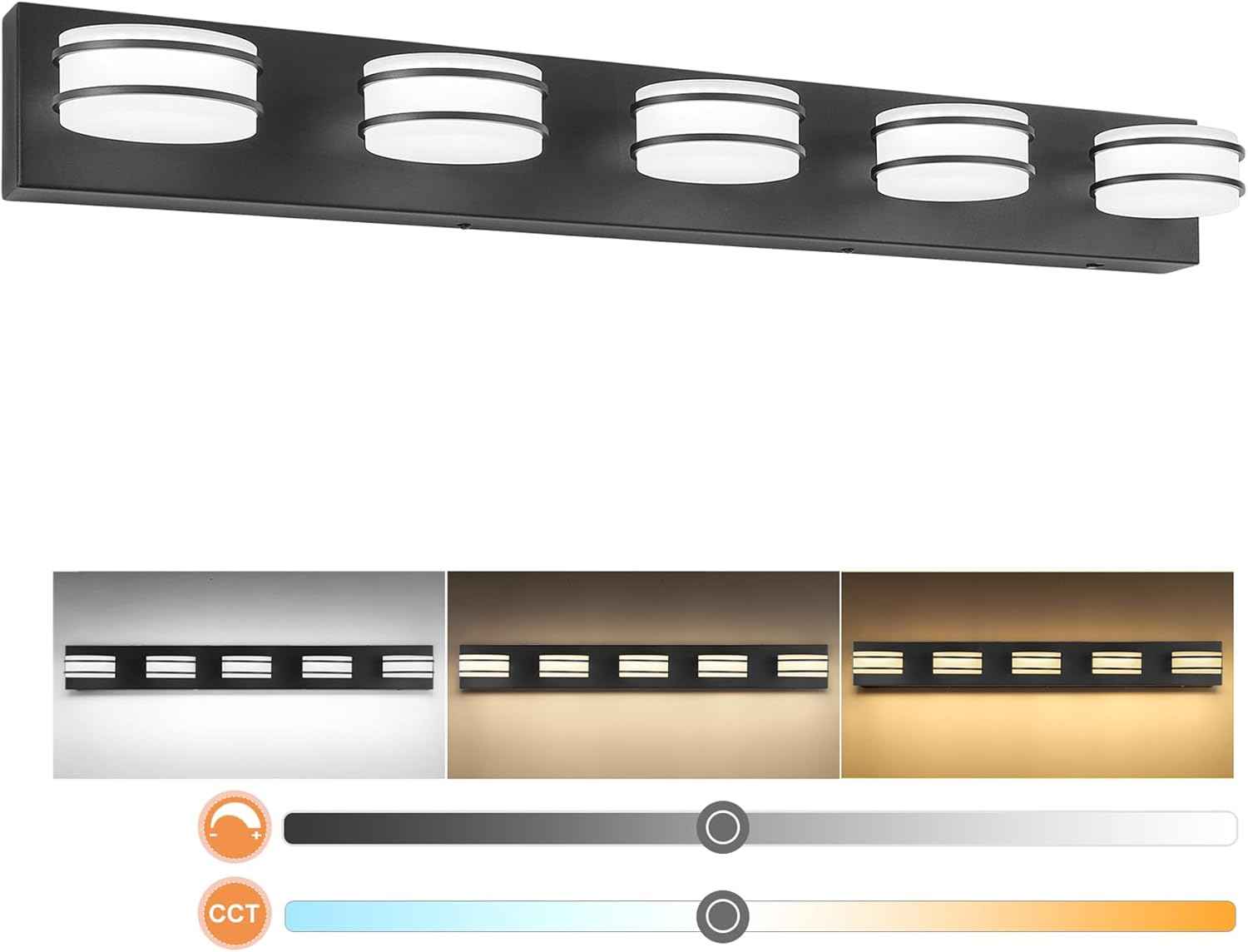 LED Chrome 3-Light Dimmable Bathroom Vanity Light Fixture - Modern Acrylic & Stainless Steel Over Mirror Lighting