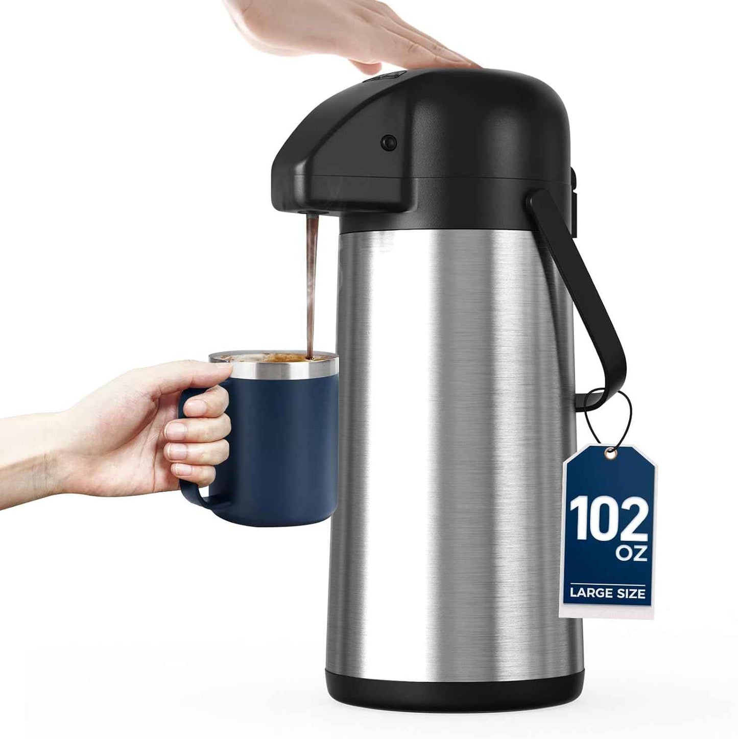 Large 102OZ Stainless Steel Coffee Carafe - Insulated Airpot Dispenser for Hot Drinks