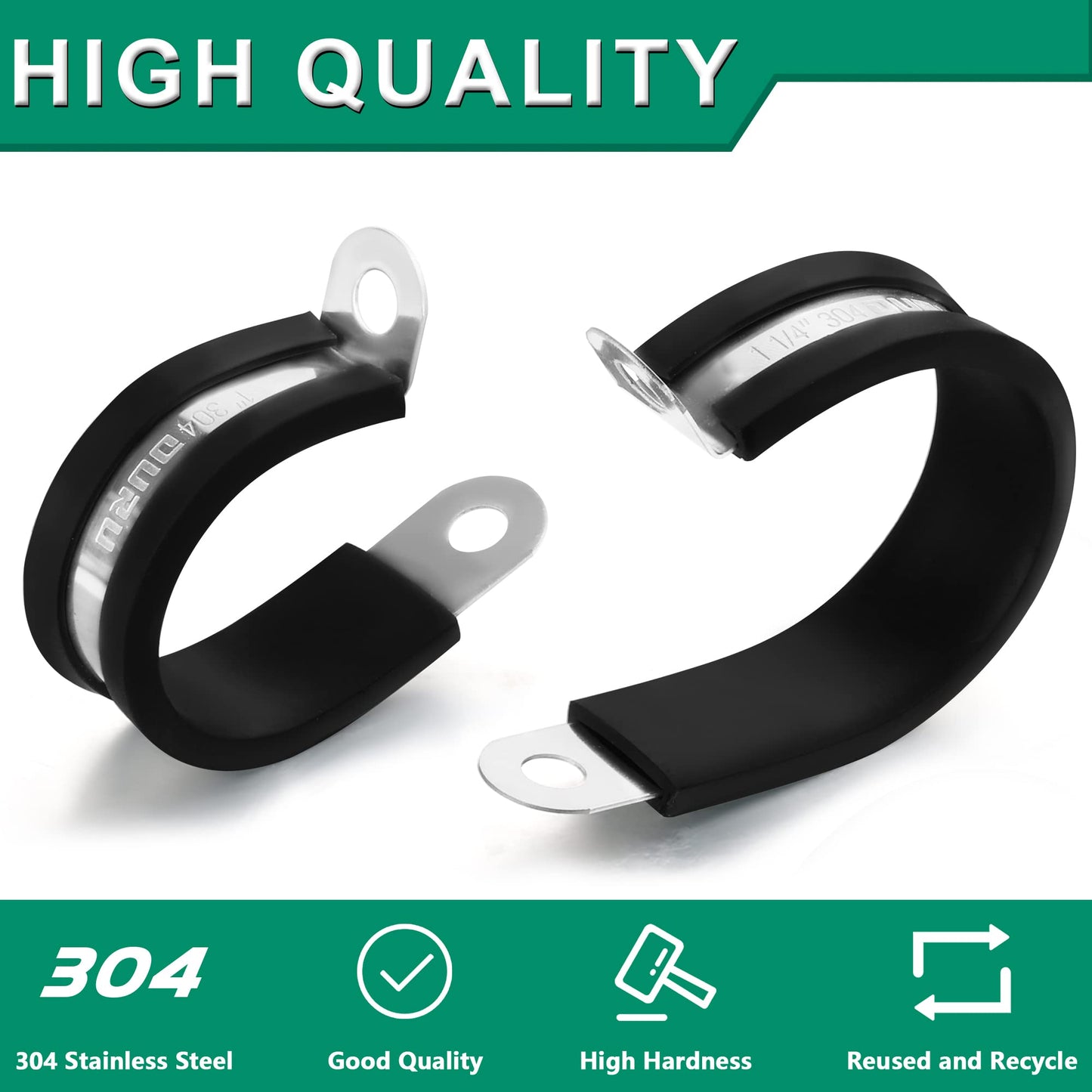 OURU 30pcs 1/8 Inch Stainless Steel Cable Clamps,Rubber Coated Cushioned Insulated Cable Clamp,Automotive Cable Wire Clamps,Pipe Clamps,Metal Clamp for Tube,Lines,Wire Cord Installation(Black,3mm)