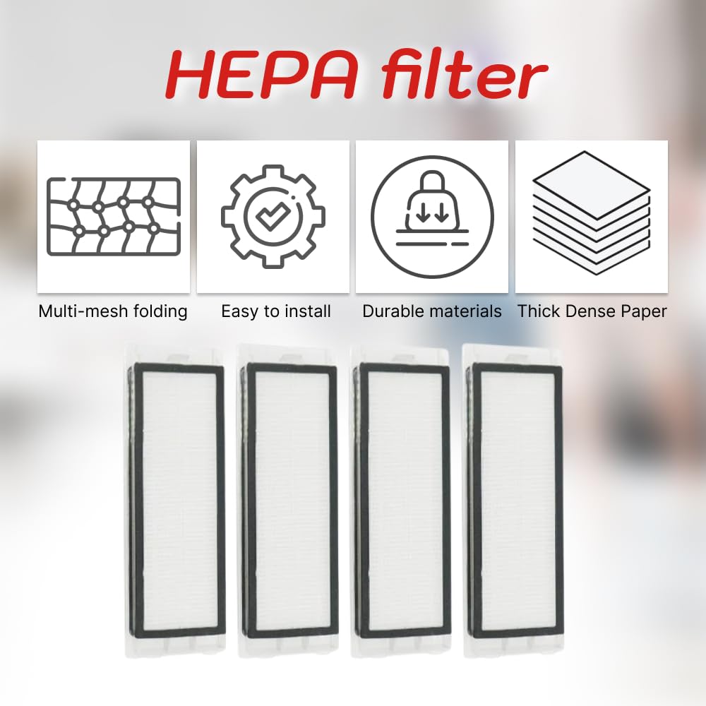 Accessories Kit Compatible With Roborock S4, S5, S6, E4, E20, E25, E35, S50 - Main Brush x2, Filter x4, Mop x4, Side Brushes x6, Water Valve x6 - Replacement Parts by Apex Essentials