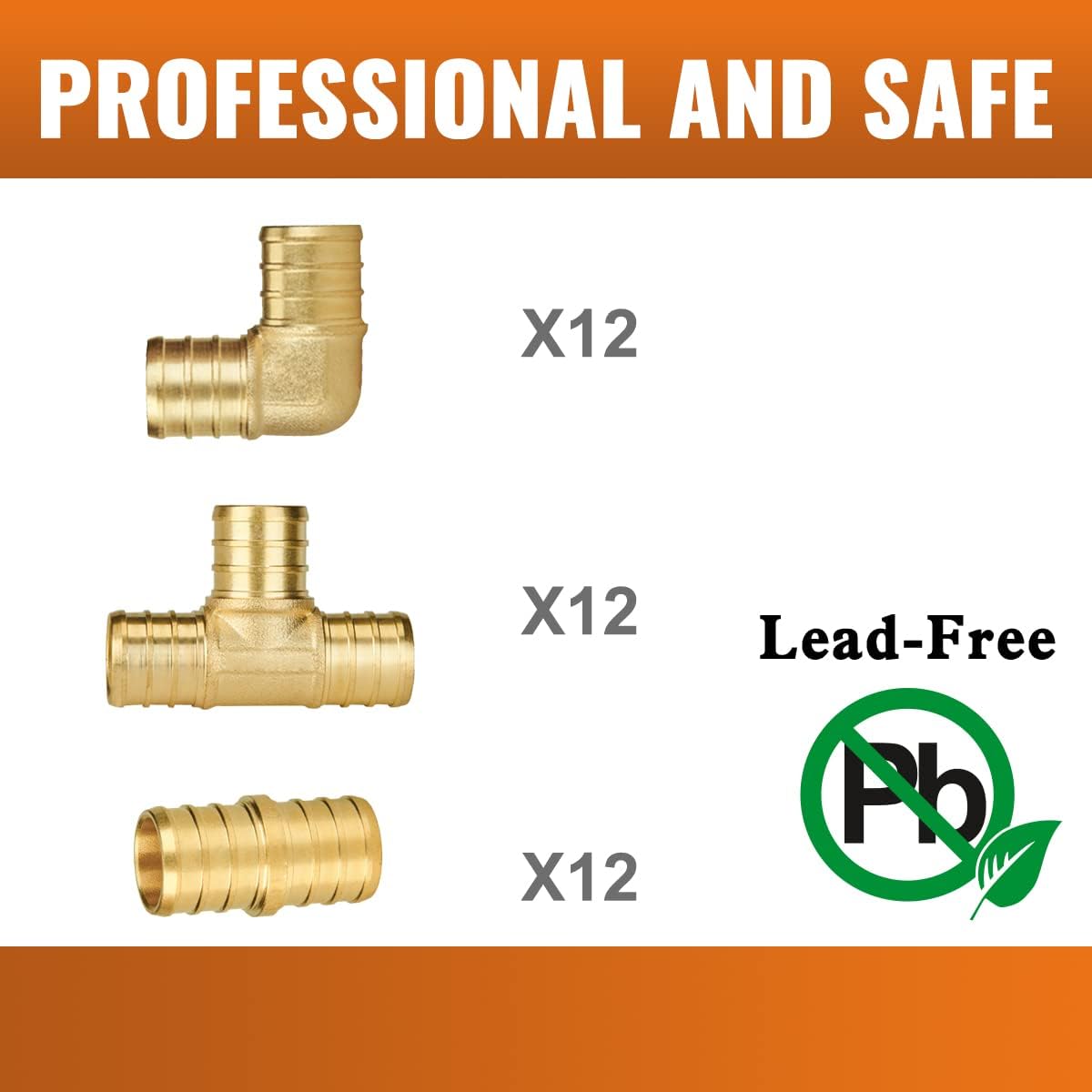 36-Pack 3/4" PEX Fittings Set - Lead-Free Brass Elbow, Tee & Coupling Assortment, NSF Certified