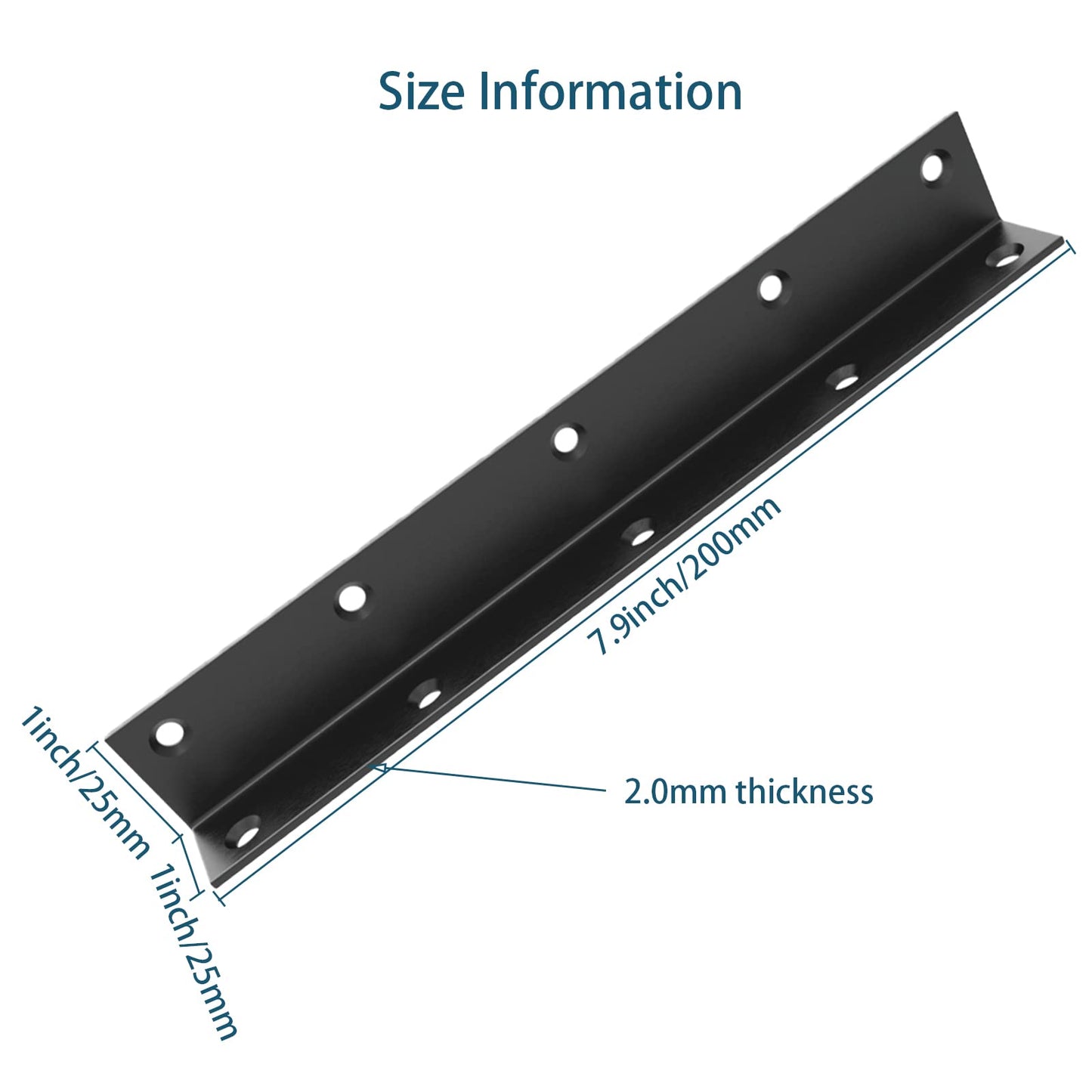 L Bracket,Heavy Duty Corner Brace,Stainless Steel Corner Bracket,Black Large Angle Brackets, Metal Braces for Wood Aufuga (4, 8*1*1inch)