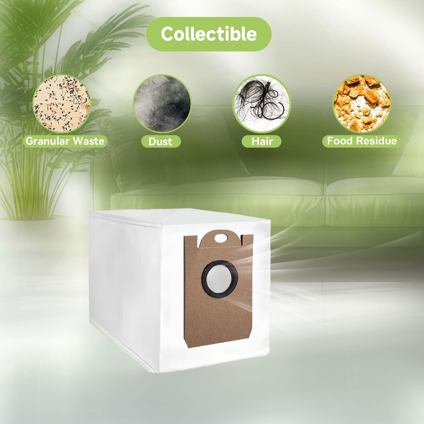 T30 Vacuum Bags for Airrobo T20+/T25+/T30+/GT21 Vacuum Robot Replacement Parts, Disposable Large Capacity Dust Bags (6-Pack)