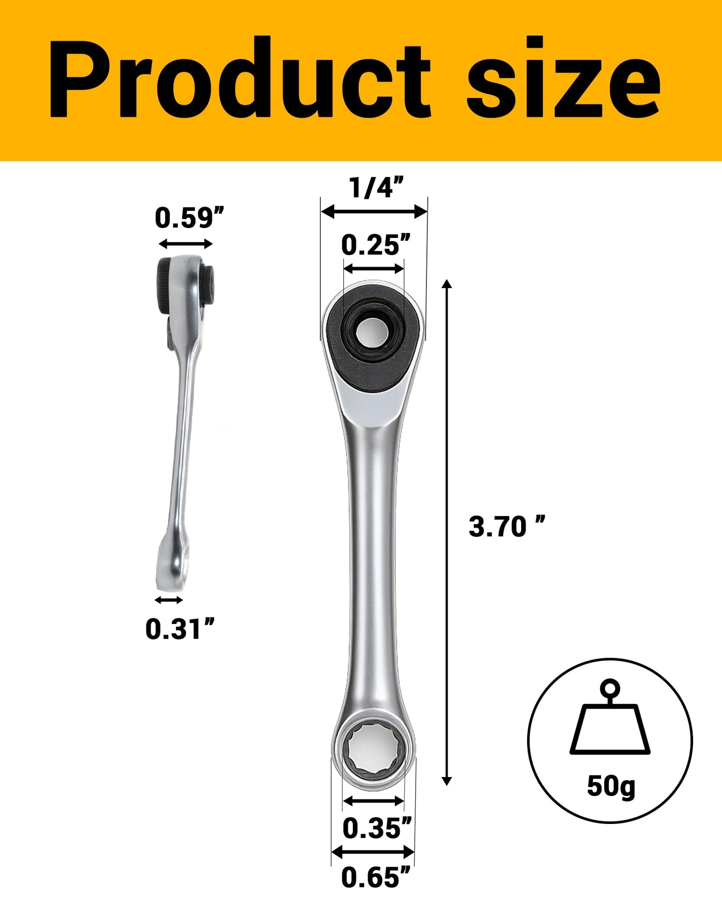 Wisechain Mini Ratchet Wrench with Dual-End Plum Blossom Design – 60-Tooth Through-Hole Tool for Hexagonal and Screwdriver Bits – Durable 40Cr Steel