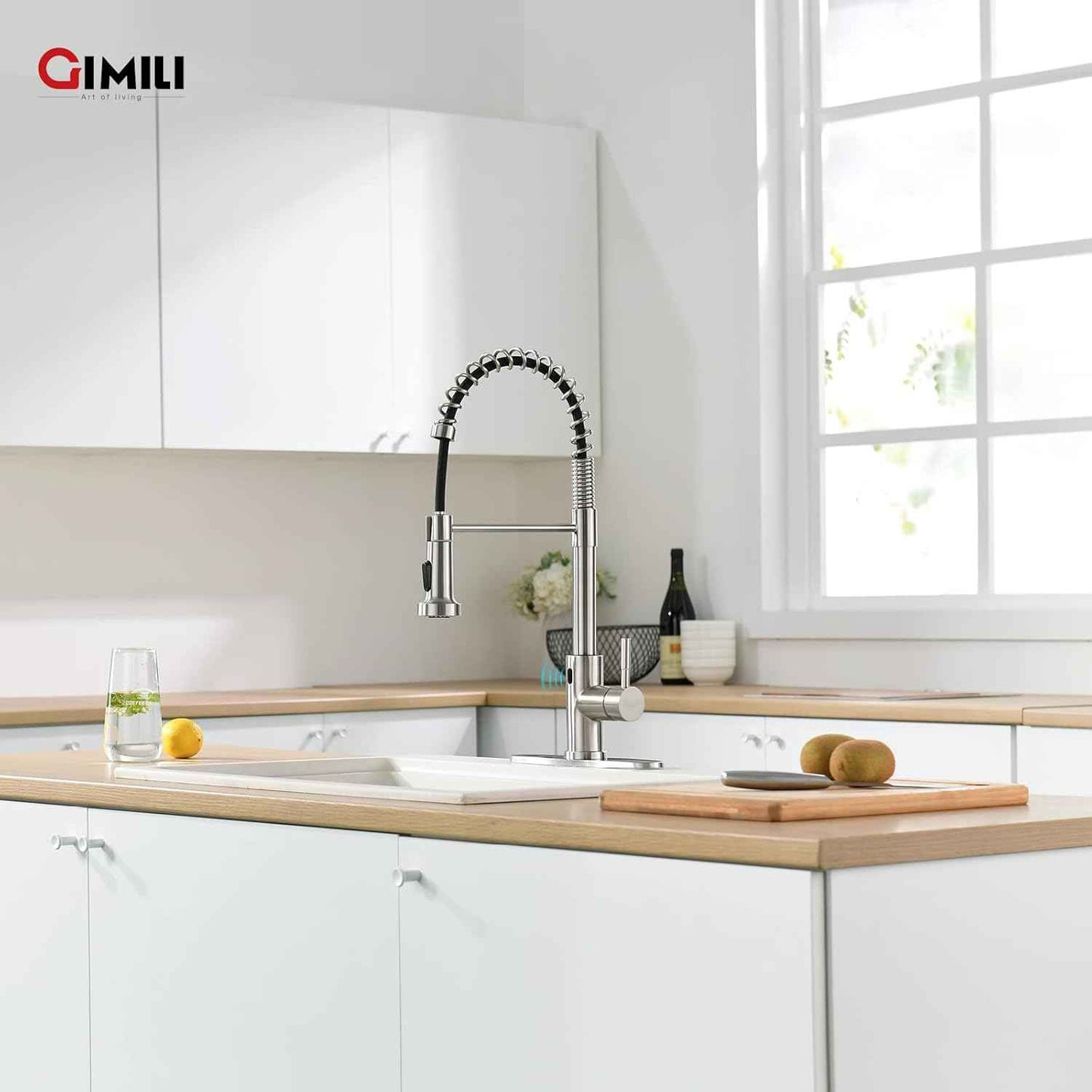 Matte Black Kitchen Faucet with Soap Dispenser - Commercial Single Handle Pull Down Sprayer