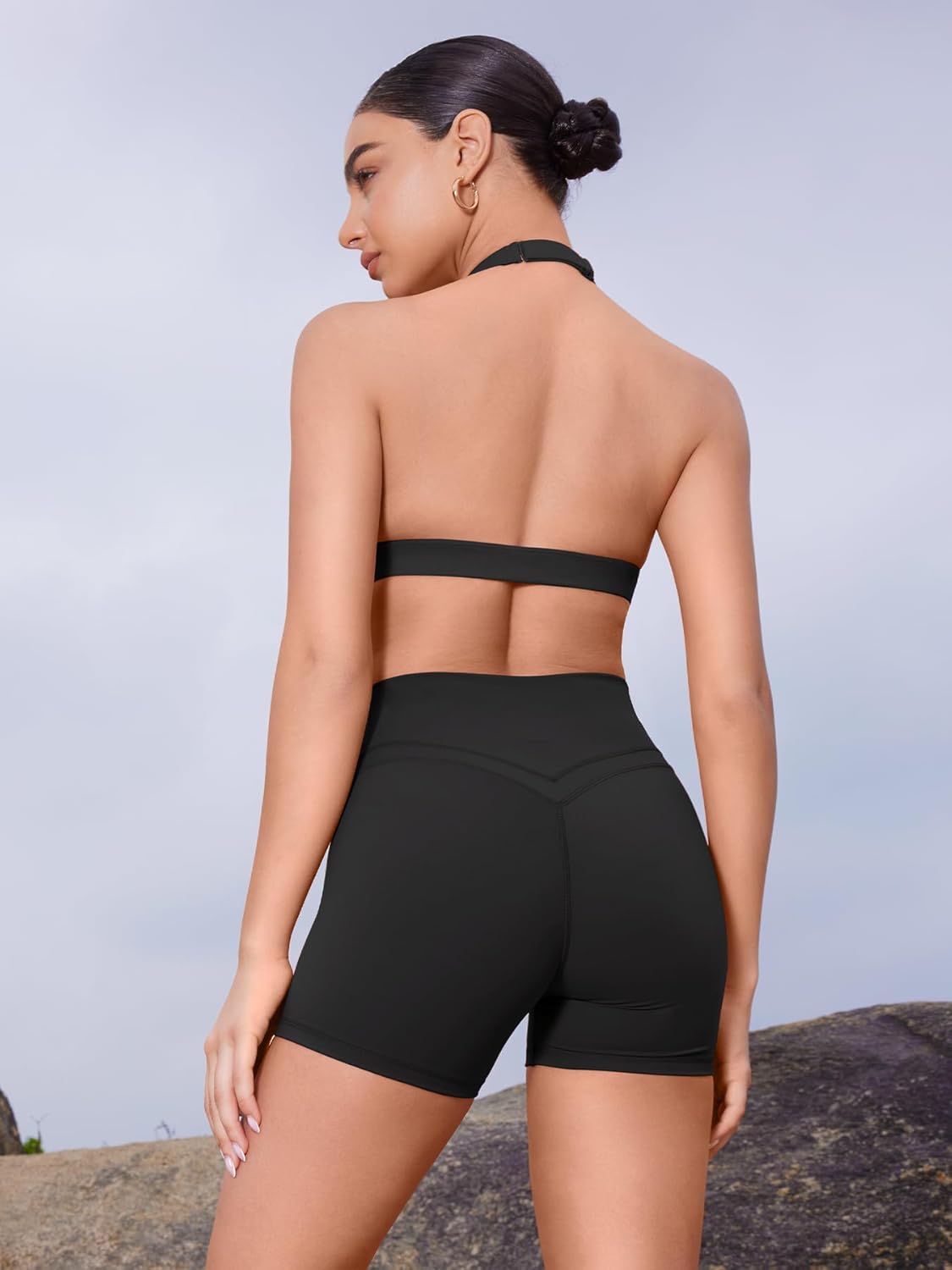 YEOREO Women's High Waisted Gym Workout Shorts - Tummy Control & Hidden Scrunch | 4.5" Booty Fit