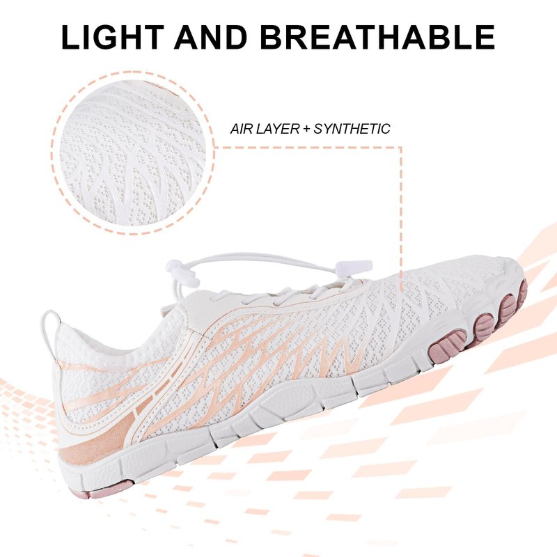 StoneLiquid Hike Barefoot Womens, Healthy & Non-Slip Barefoot Footwear Unisex (White, Adult, Women, 8, Numeric Range, US Footwear Size System, 8.5, Medium)