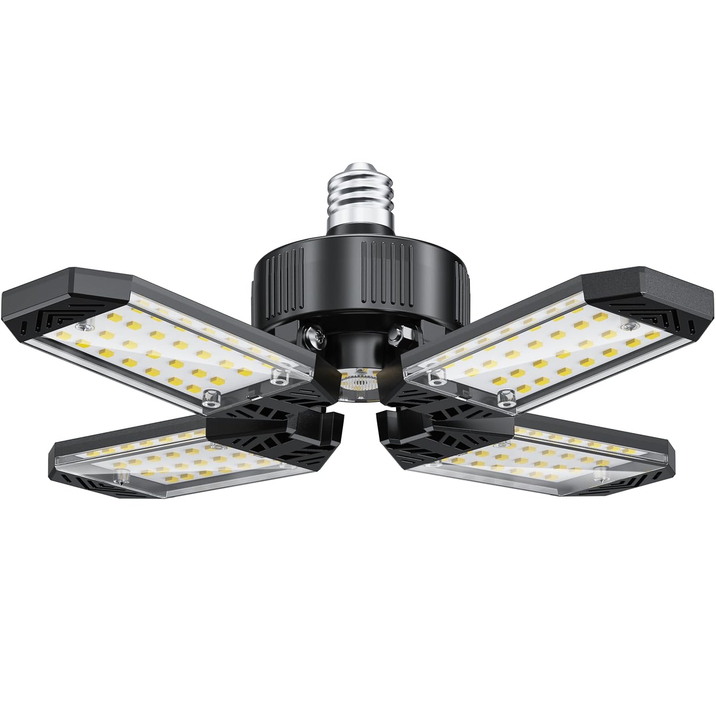 XINGHUANLIT LED Garage Light - 120W Garage Lights Ceiling LED 12000LM with 4+1 Deformable Panels, Screw in Shop Lighting 6500K Fit for E26 E27 Bulb Socket, for Workshop, Barn, Basement, Attic, Bay