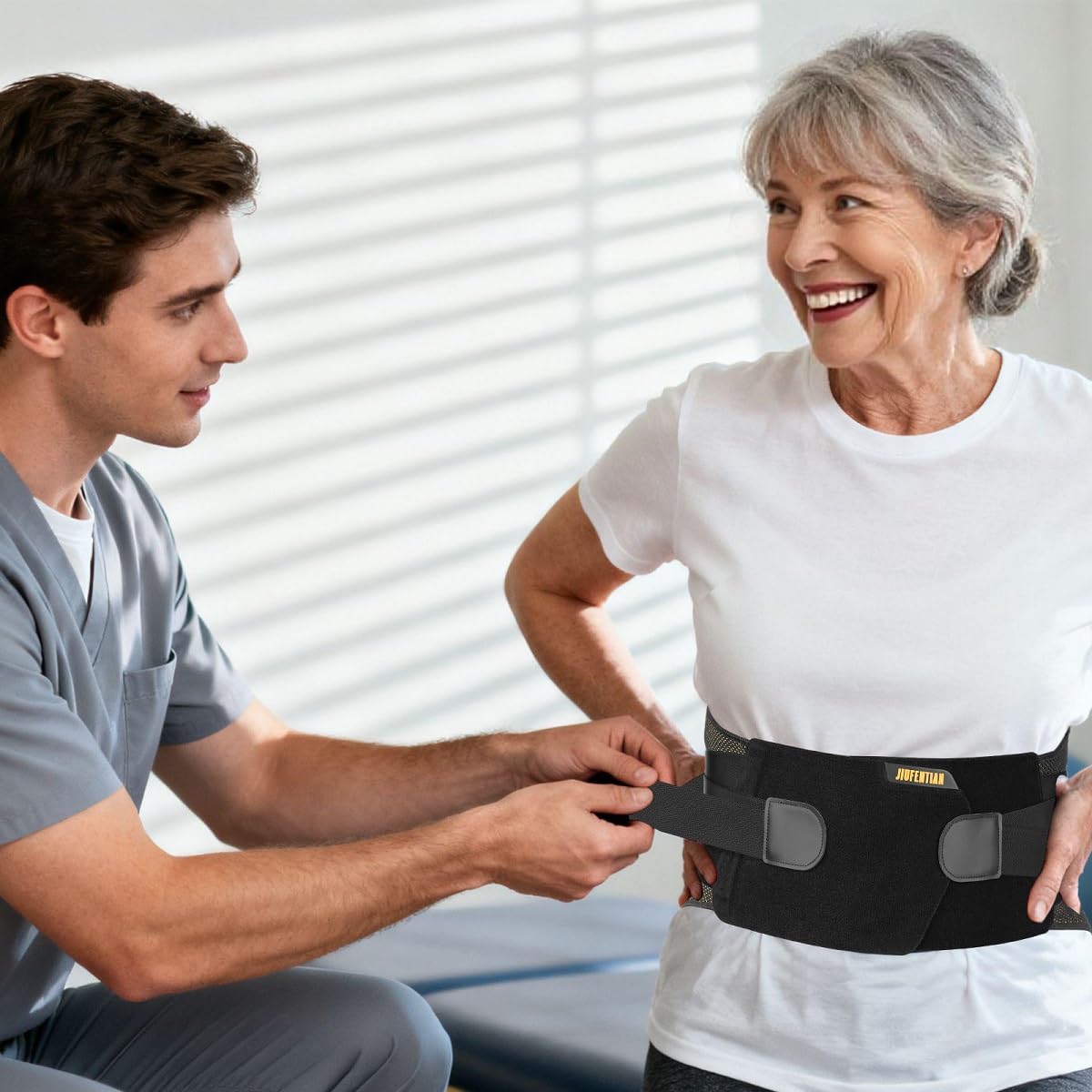 JIUFENTIAN Copper Lower Back Brace with Removable Dual Spine Rods & Therapy Pocket-Ultra Breathable for lower back pain Relief & Work Support(X-Large)