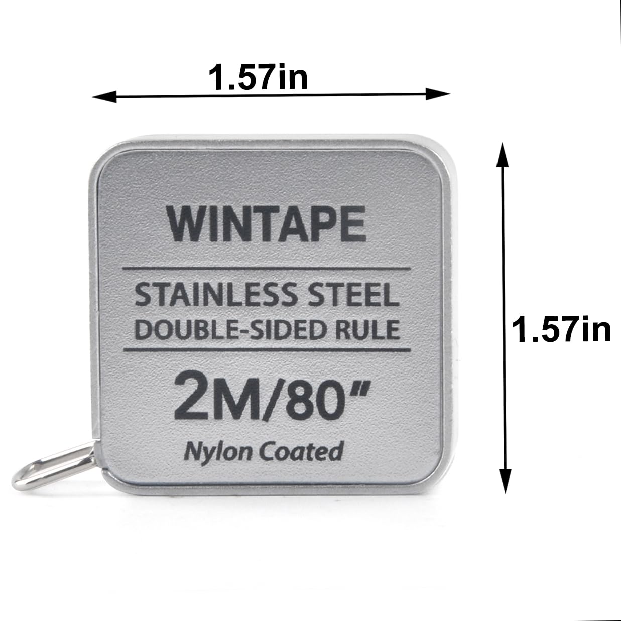 Mini Square Tape Measure, Small Retractable Nylon Coated Dual Sided 80 Inch / 2 M Measuring Tape, Silver Measure Tape