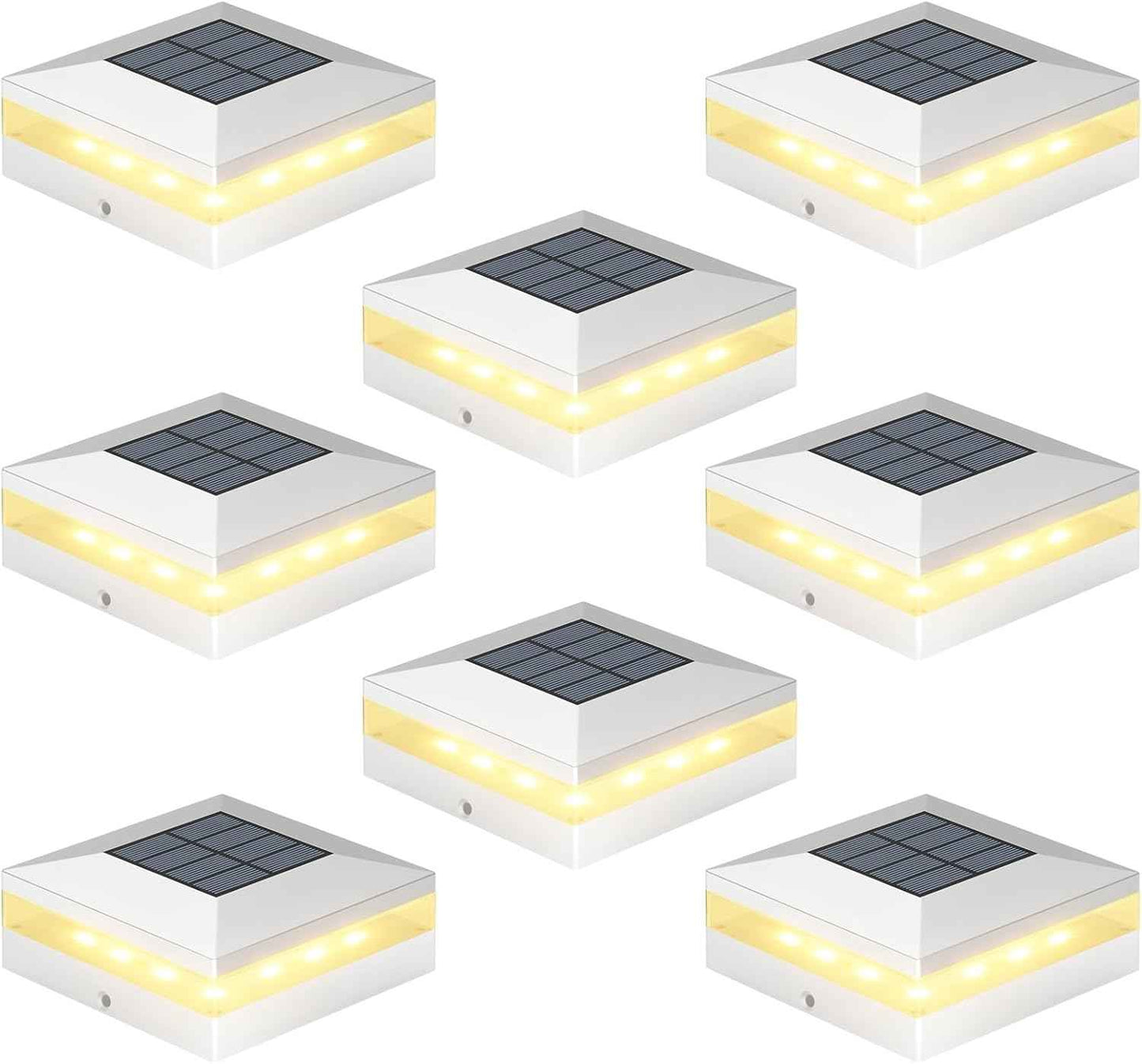 Solar Post Cap Lights - 12 Pack with 72 LEDs, 3 Color Modes, Waterproof for 4x4 Fence & Deck