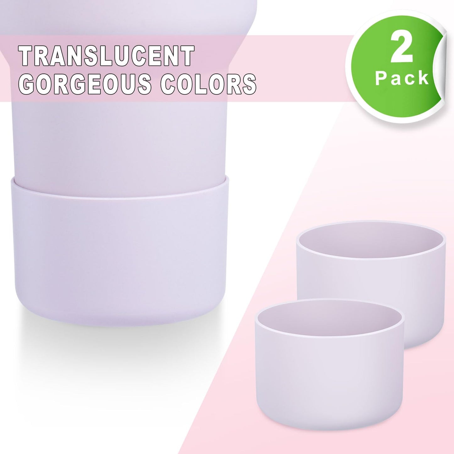 2-Pack Silicone Boot for 40 30 20 OZ Stanley Cup Accessories, Anti-Slip Thick Protective Sleeve Cover for Stanley 20OZ 30OZ Tumbler Ice-Flow 16OZ Bottle, Boots for Yeti Cups Protector Bottom Bumper