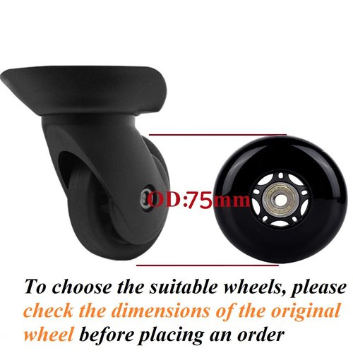 BFLAEPUN 1 Pair Luggage Wheels Replacement 75 * 24mm(2.95"x0.94") Inline Roller Skate Wheels with 8mm(0.31") Bearings 35mm(1.37") 40mm(1.57") Axles Wrenchs Repair Set