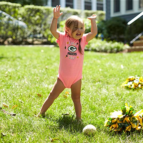NFL Baby Girls 3-Pack Onesie Bodysuits - Green Bay Packers, 3-6 Months