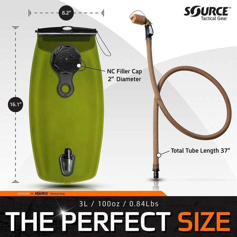 SOURCE Tactical WXP 2L Widepac Bladder with External Fill Port for Hydration Packs - High-Flow Storm Drinking Valve - Leakproof Widepac Closure - Zero Taste and Virtually Self-Cleaning - 70oz, Black