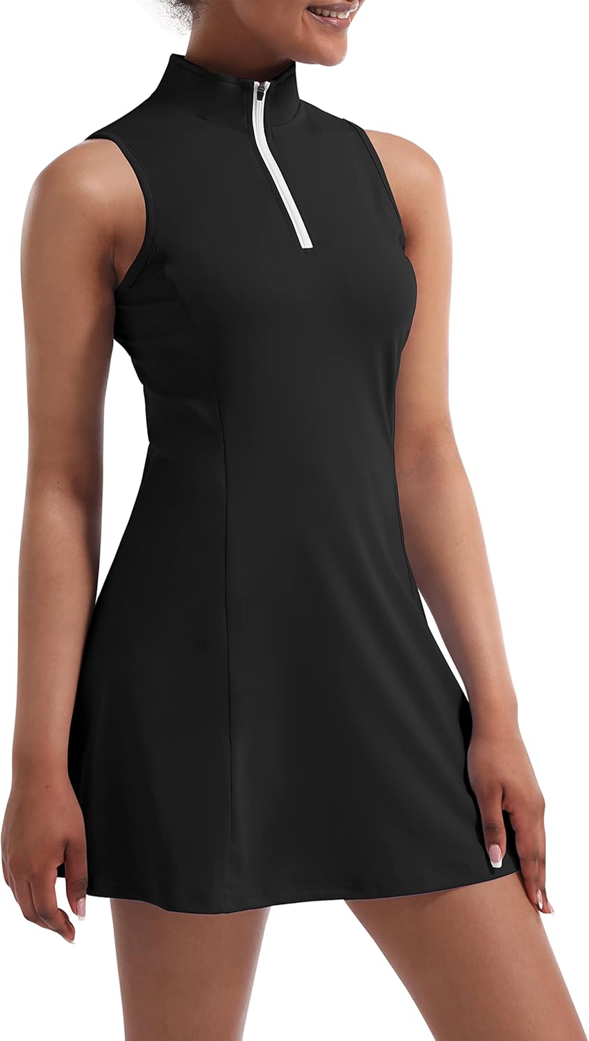 Skiennix Tennis Dress for Women - Sleeveless Athletic Dress with Built-In Shorts & Pockets
