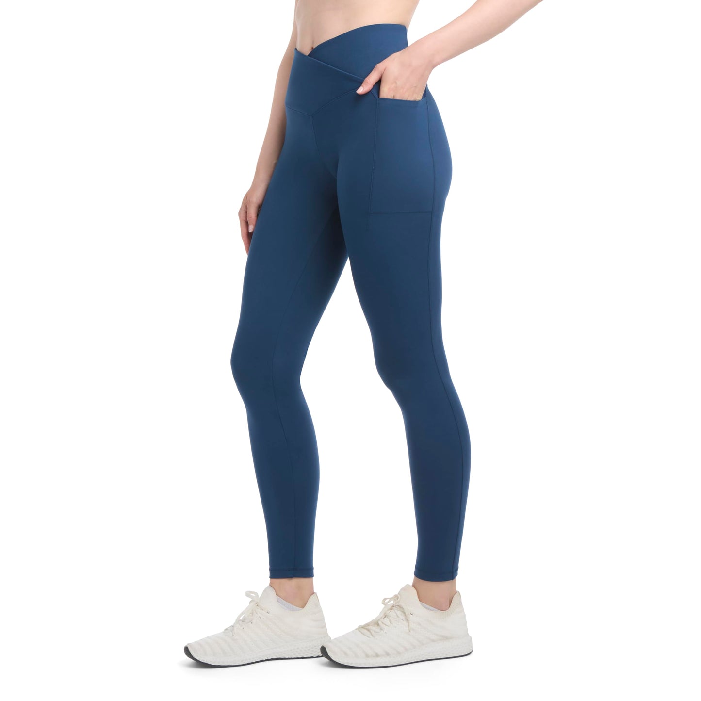 Danskin Women's Studio Cross Waist Full Length Leggings, Titan, Medium