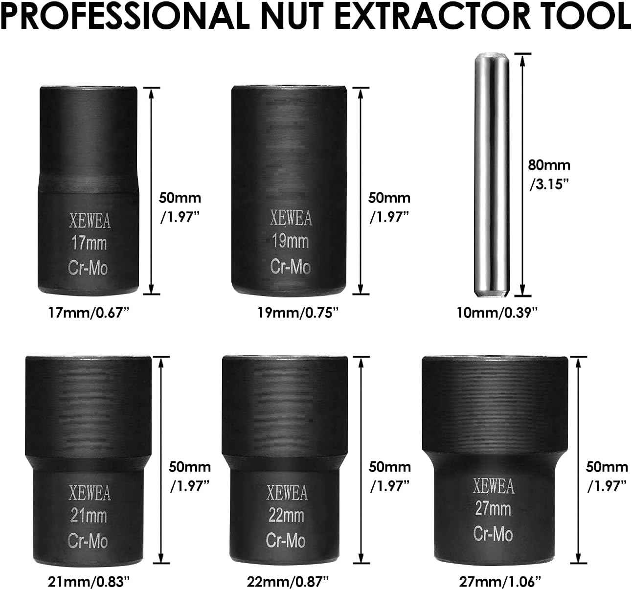 15PCS Lug Nut Removal Tool Set - Easy Out Twist Socket Extractor for Damaged & Rusted Bolts