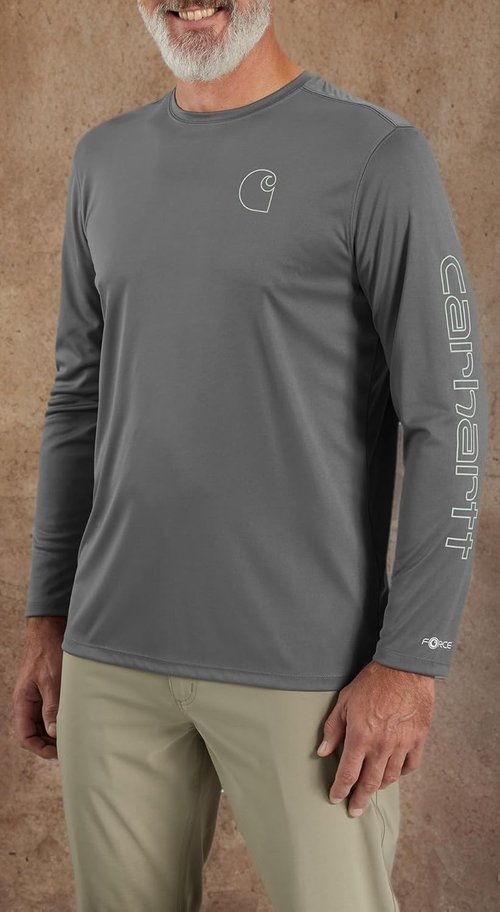 Carhartt Men's Force Sun Defender Lightweight Long-Sleeve T-Shirt - Graphic Logo Design