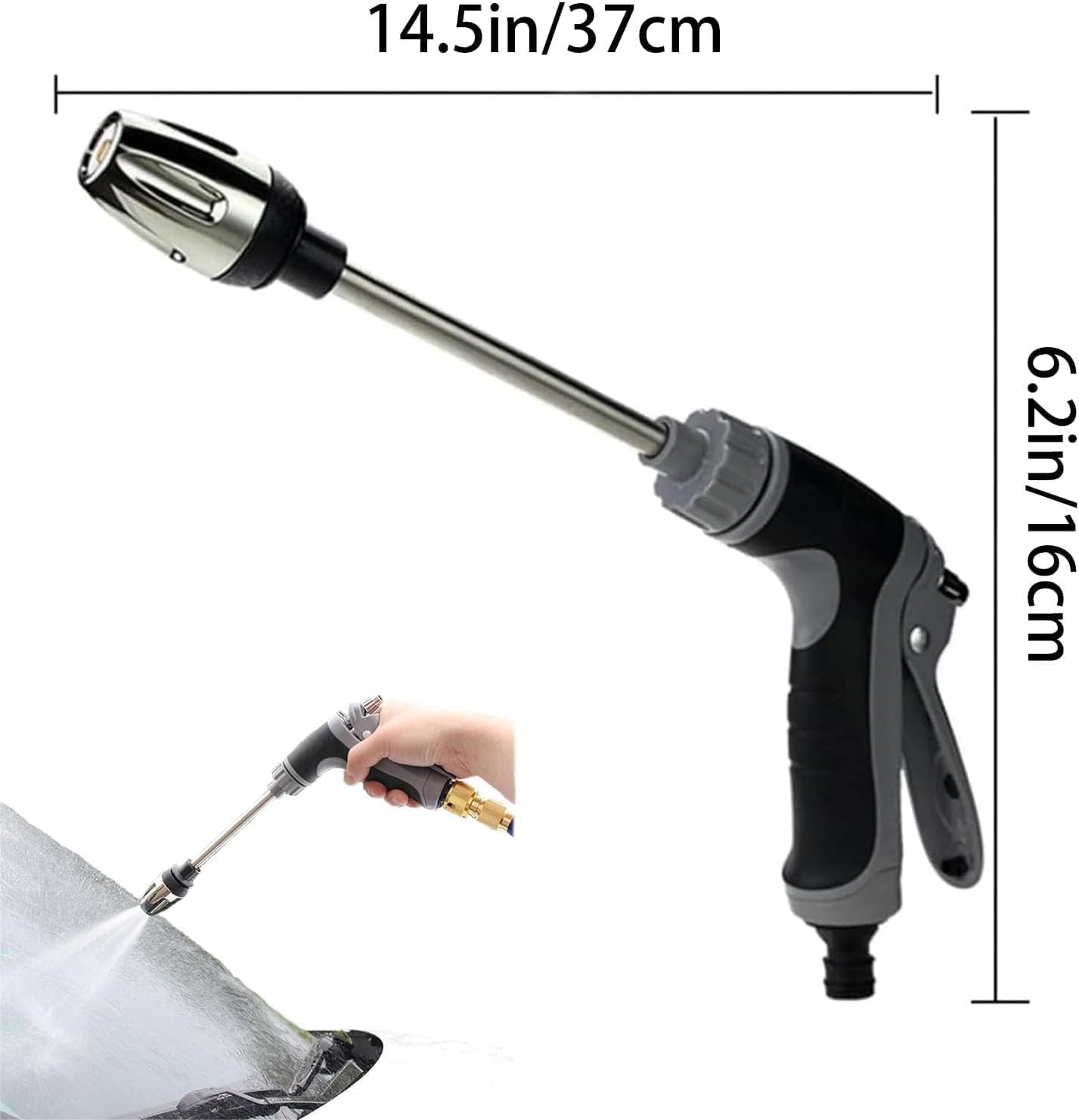 Waterblitz Pressure Washer,2025 New Waterblitz High Pressure Water Washer,Water Blitz Hose Nozzle,with 360° Rotating for Three Spray Modes (Water Gun + Connector*2)