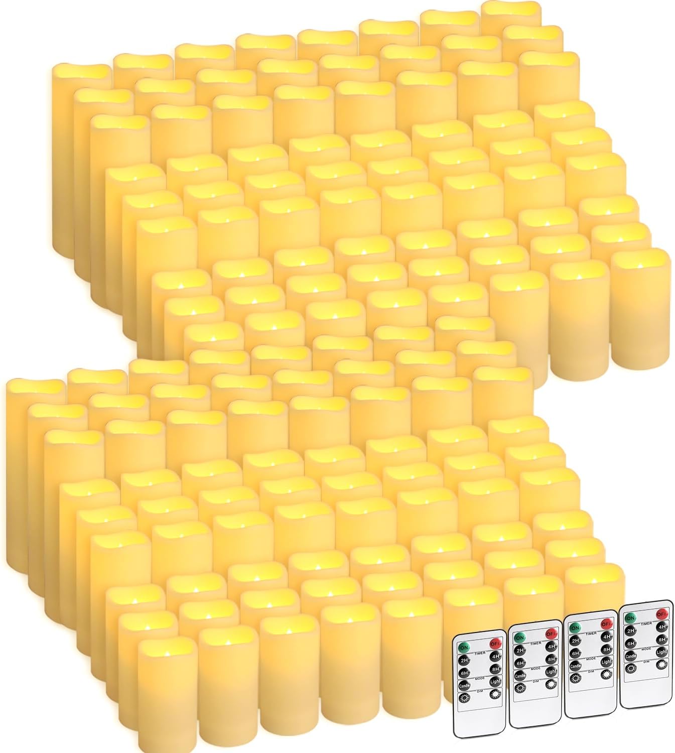 24-Pack Remote Control LED Flameless Candles - 3D Flame Timer Candles for Home, Weddings & Holidays