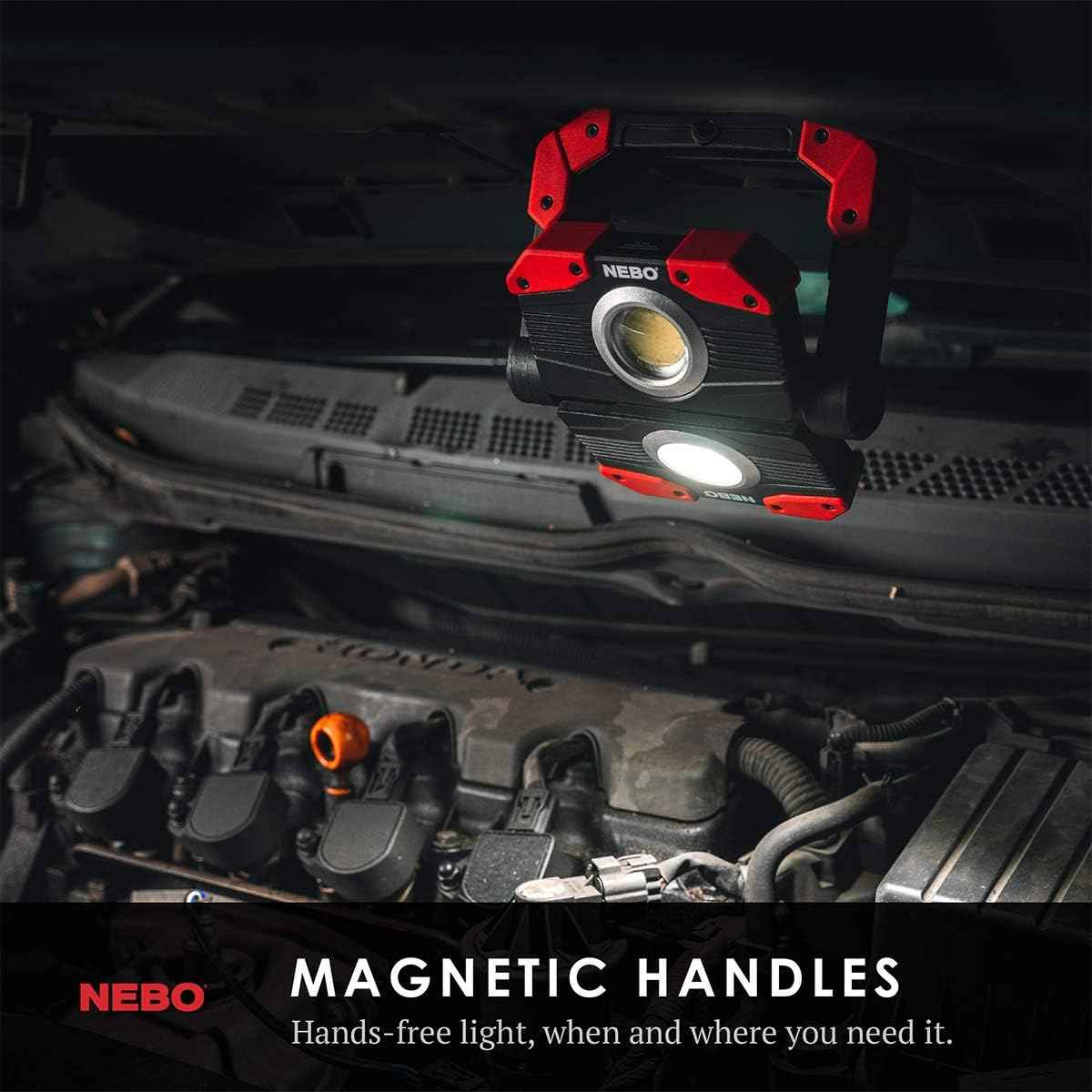 NEBO OMNI 3K Rechargeable Work Light - 3000 Lumens, 6 Modes, Magnetic Handles, Power Bank & USB-C Cable