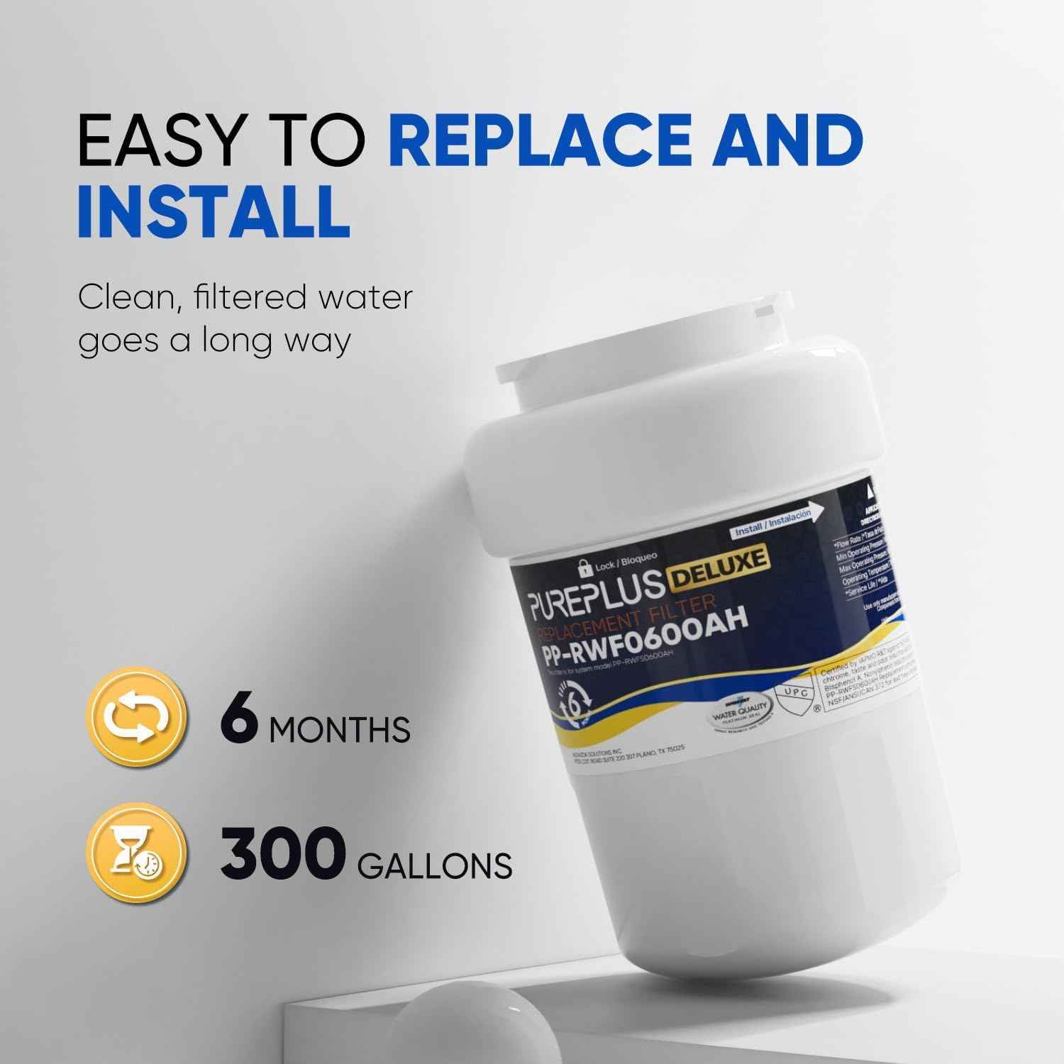 PUREPLUS PRO Refrigerator Water Filter Replacement - NSF Certified 3-Pack for HDX FMG-1, PL-100, WFC1201