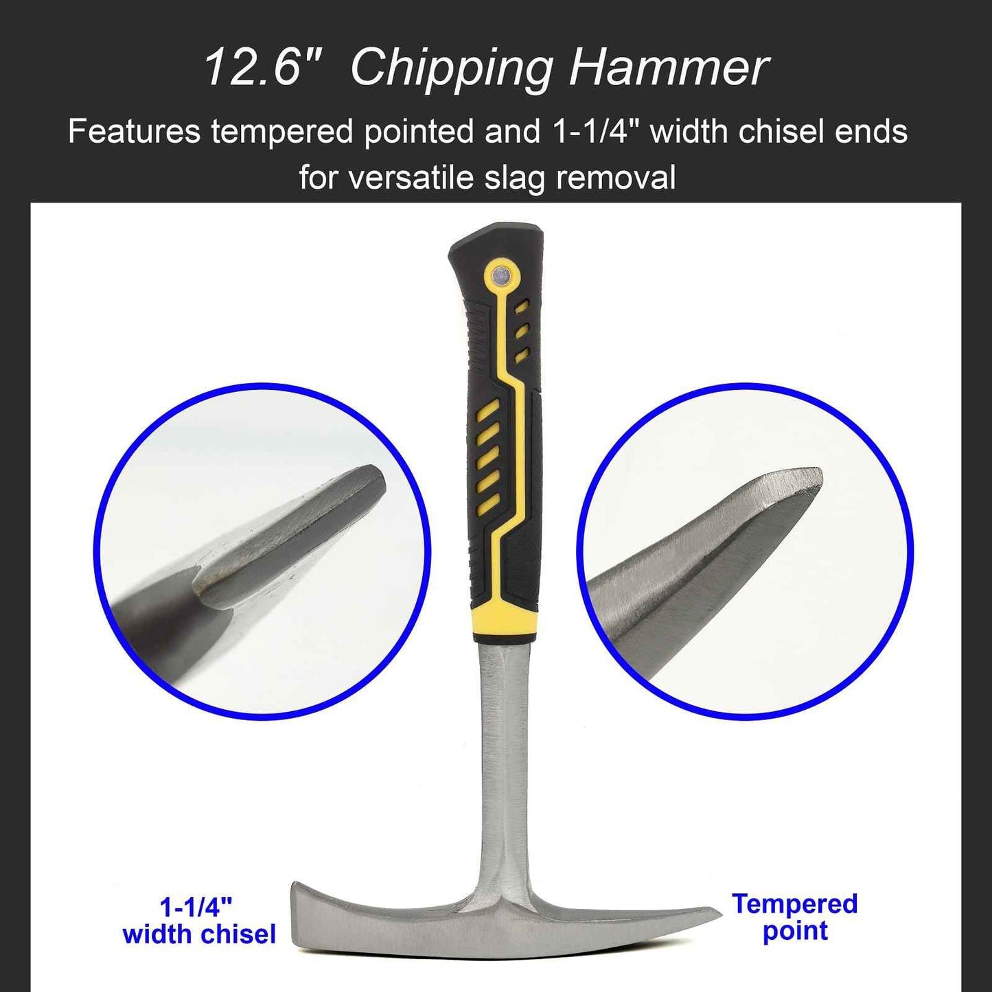 JOYFUL&HOPEFUL Chipping Hammer,Professional Slag Removal Hammer,Forged Steel,12.6",Efficiently Removes Welding Slag and Spatter,Chipping Hammer and Wire Brush Set