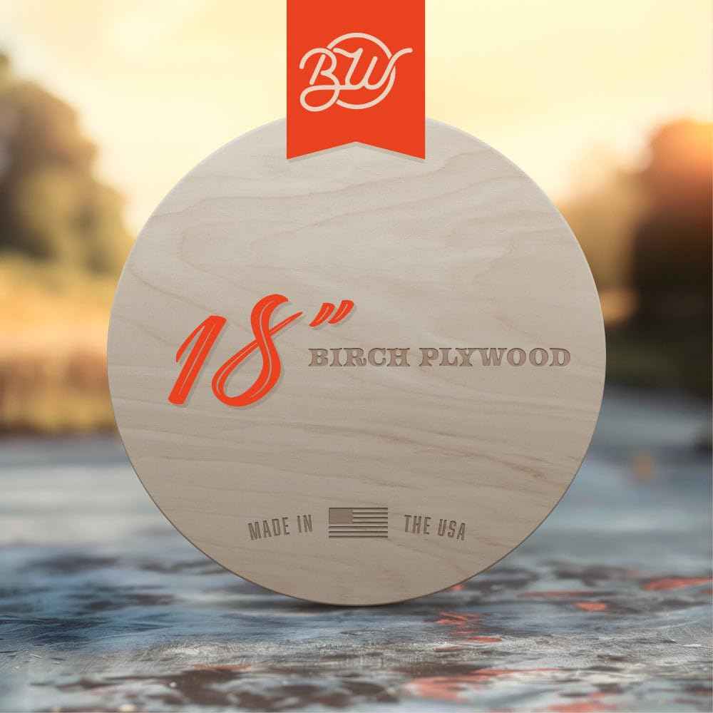Borowood 18-Inch Birch Wood Round - 1/4” Thick Plywood Circle for Crafts, Signs, Painting, Laser Cutting - 1 Pack - Made in USA