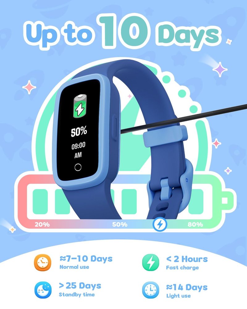 TICTIKY Kids Fitness Tracker Watch with Amoled Screen, Activity Tracker No Phone Needed, Heart Rate and Sleep Monitor, 3ATM Waterproof, Pedometer, Alarm Clock, Games, Step Counter Watch for Girls 5-10