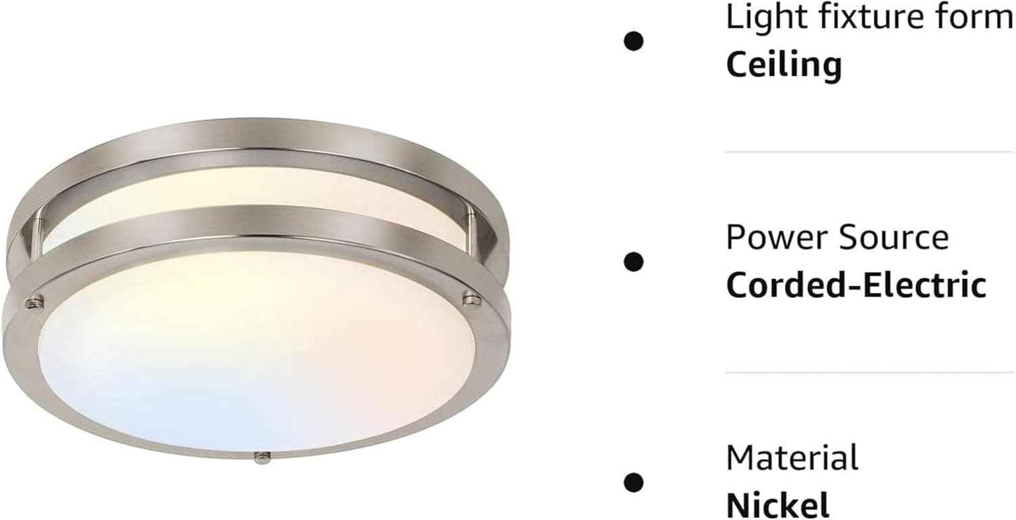 Adjustable 13-Inch Gold LED Flush Mount Ceiling Light Fixture - Dimmable 2700K-5000K for Hallway, Bathroom & Kitchen (2-Pack)