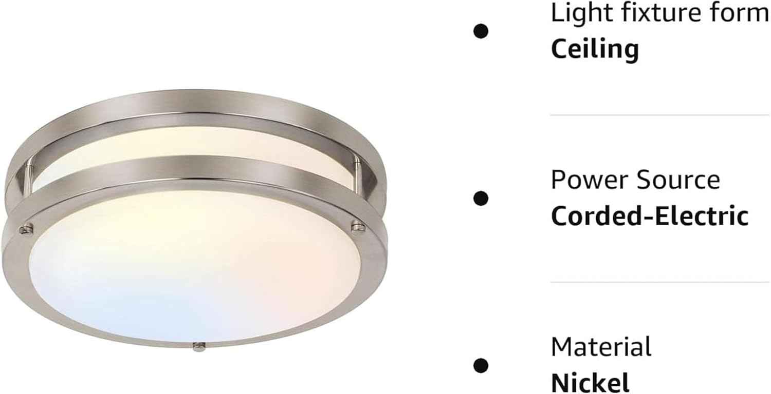 Adjustable 13-Inch Gold LED Flush Mount Ceiling Light Fixture - Dimmable 2700K-5000K for Hallway, Bathroom & Kitchen (2-Pack)