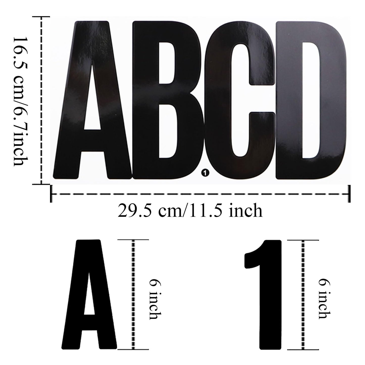 20 Sheets 6 Inch Letter Number Stickers, Self Adhesive Vinyl Capital Alphabet Punctuation Stickers for Mailbox, Crafts, House Number, Notice Boards - Black